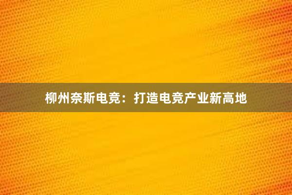 柳州奈斯电竞：打造电竞产业新高地