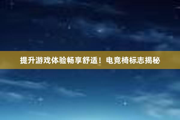 提升游戏体验畅享舒适！电竞椅标志揭秘